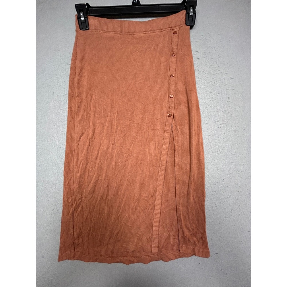 Abercrombie & Fitch Skirt Viscose Elastane Rust Ribbed Small Womens